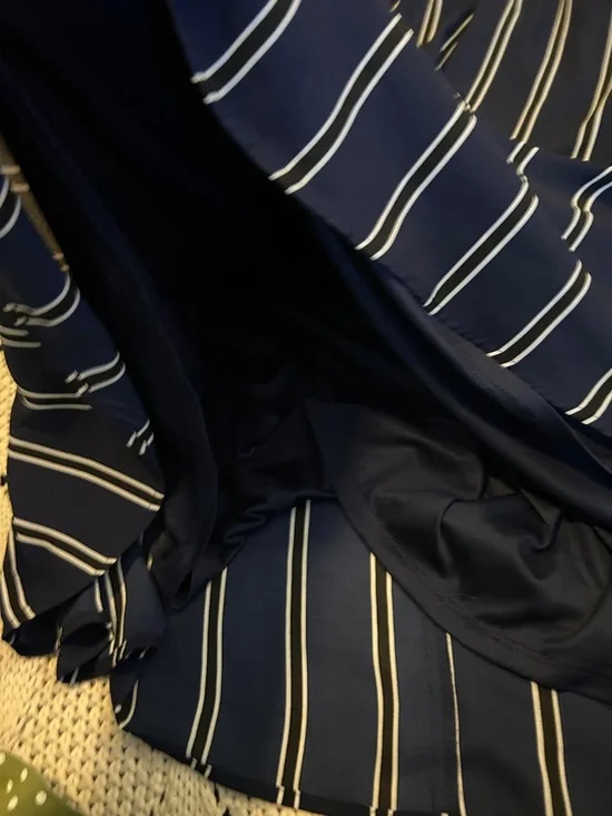 Express Blue Stripe Tie Neck Midi Dress Sz L - Picture 7 of 8